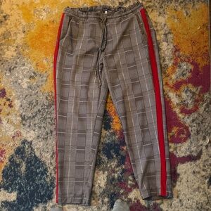 Boom Boom Jeans Men's Checkered Joggers with Red Stripe